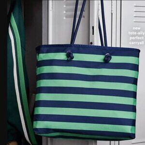 NWT PINK Victoria's Secret Reversible Tote Bag Shopper Solid to Stripes Gift